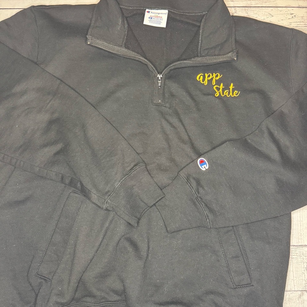 Champion Black Quarter-Zip App State Men's Sweater